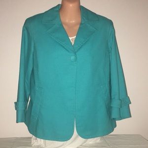 Talbot's Turquoise Blue one Button Blazer Size 10P